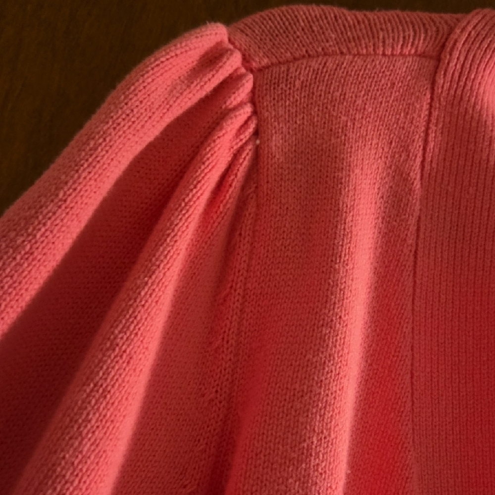 Coral Pink V-Neck Button Cardigan - Picture 2 of 4